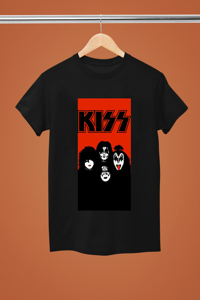 MAGORS تيشيرت روك من القطن بأكمام قصيرة وطبعة KISS