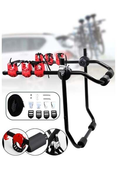 Generic Leon Home Foldable 3-Bike Trunk Mount Rack for Sedans, Hatchbacks, Minivans & SUVs