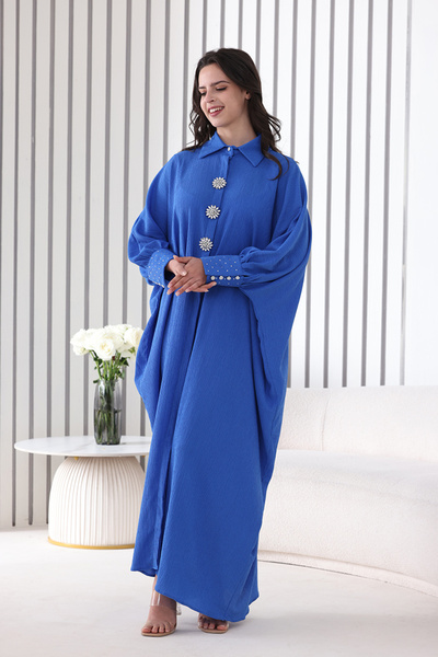 Verona Trading Company "Butterfly jalabiya with a wide Kuwaiti cut in light purple with luxurious button details"