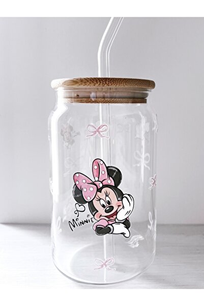Rolin Design Minnie Baskılı Pipetli Bardak 500Ml