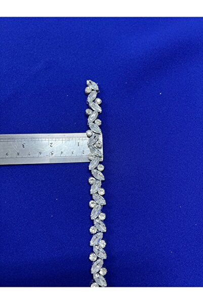 Emin taş tasarım aksesuar Ütüyle Yapışan Mekik Taşlı Şerit Gümüş Renk 1.5 Cm ...