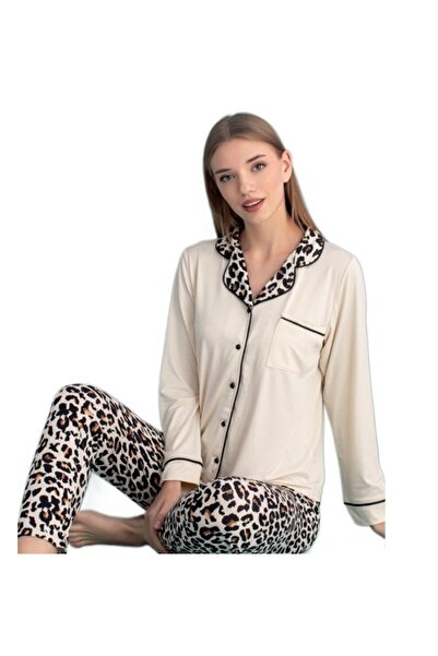 bipamuk Berna Collection Women's Pajama Set Buttoned Soft Textured Flexible and Modern Design S/2Xl