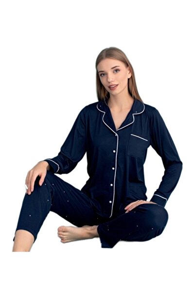bipamuk Berna Collection Women's Pajama Set Buttoned Soft Textured Flexible and Modern Design S/2Xl