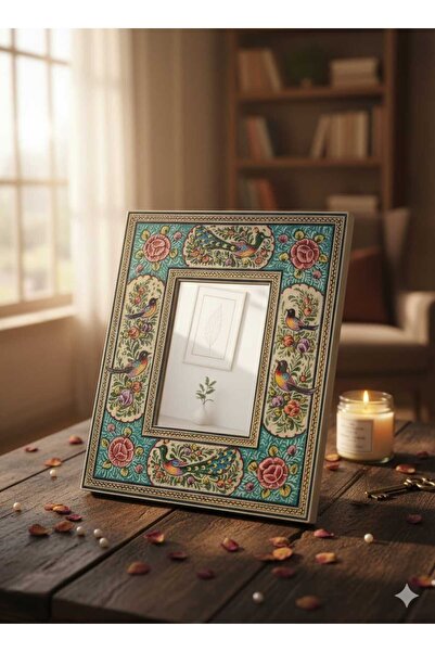 Persian Art Vintage Tasarım Tavus Kuşu Desenli İran Geleneksel Sanatları El Y...