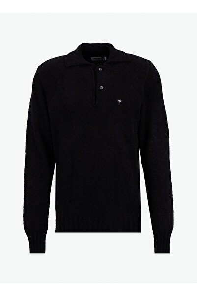 GMG FIRENZE Поло з коміром Regular Fit Чорний чоловічий светр GU25MFW04025