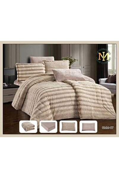 IMFURNITURE0 Charlotte Winter Soft Fur Bedspread SMM-07 - Beige/Light Gold