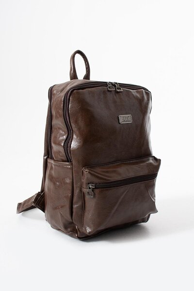 571 Collections Çanta Faux Leather Washed Backpack (Polyurethane) Brown Model:(571-14-16g)