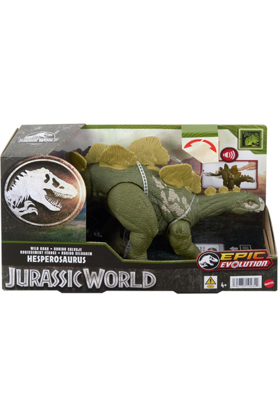 mattel Jurassic World Hesperosaurus figure with roaring sounds and attack action