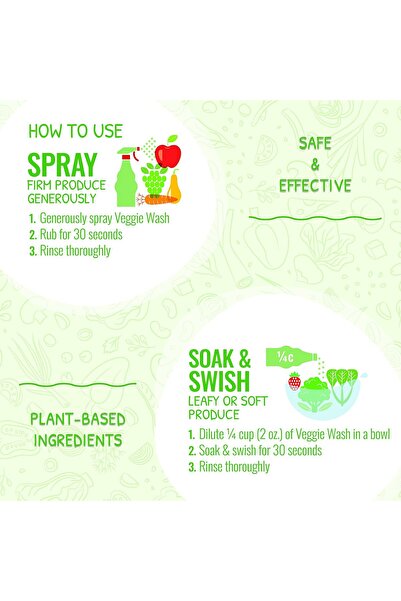 Veggie Wash Fruit & Vegetable Wash, 16 Fl Oz (Pack of 2)