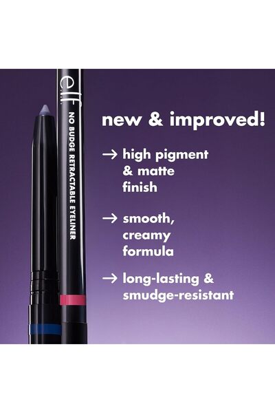 e.l.f cosmetic e.l.f. No Budge Retractable Waterproof Eyeliner Pencil, Black, 0.006 Ounce