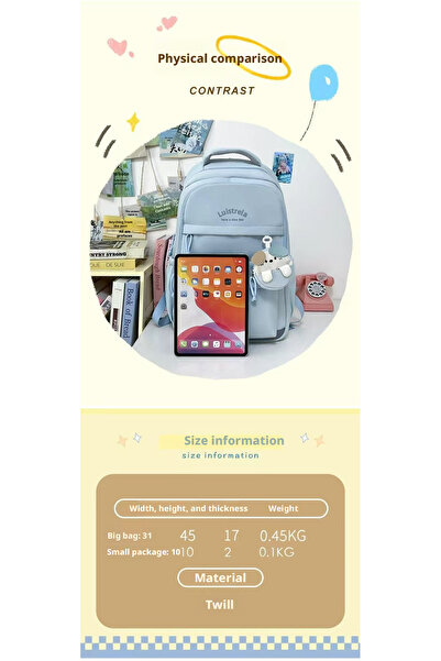 MACINS School Backpack Waterproof Book Bag with Doll Pendant for Teen Girls Kid Students Elementary