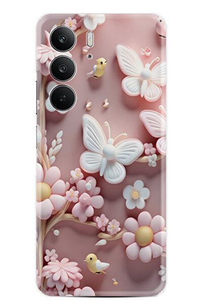 realme C75 Kılıf Boutique Baskılı Resimli Pembe Kelebekler Pcode -088