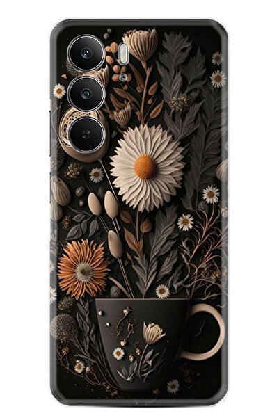 realme C75 Kılıf Boutique Baskılı Resimli Kahve Çiçek Pcode -095
