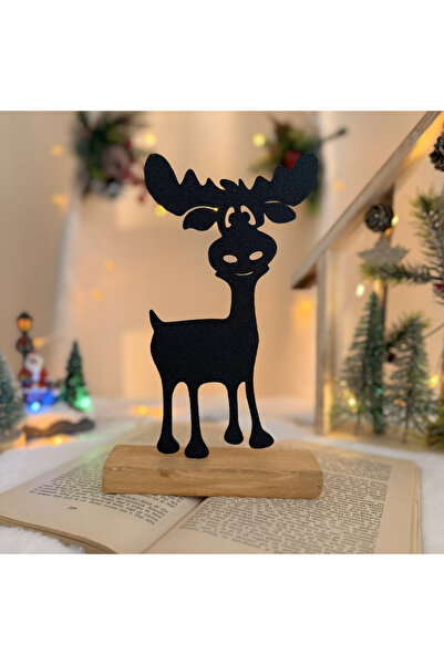 DECORADI Χριστουγεννιάτικη Διακόσμηση, Τάρανδος, Ξύλινη Βάση, Μαύρο, 21,5 εκ....