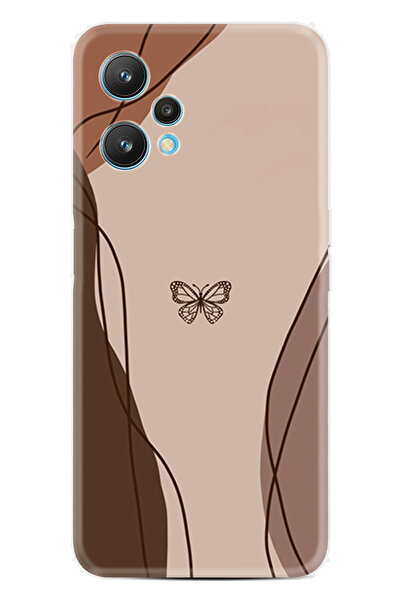 realme 9 Pro Kılıf Boutique Baskılı Resimli Kahve Kelebek Pcode -038