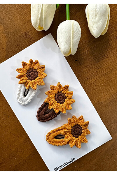 livadesign7 Hair Clip Special Sun Design Handmade 3-Piece Snap Clip Set