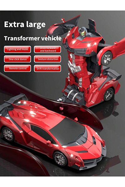 Arabest Rc Transforming Car Robot Toys, With Lights 2.4GHz, 3 Rechargeable Battery for 3+