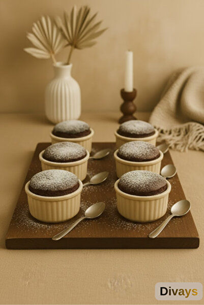 DİVAYS 6-Piece Ceramic Soufflé Bowls Oven Casserole Dishes Set Portion Control Dessert Serving Plates