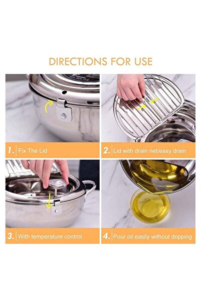 Generic Japanese Style Tempura Fryer Pot - 304 Stainless Steel, Temperature Control & Lid, 9.4 Diameter