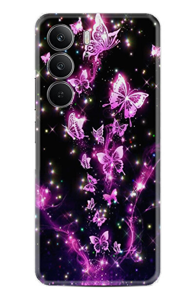 realme C75 Kılıf Boutique Baskılı Resimli Pembe Neon Kelebekler Pcode -100