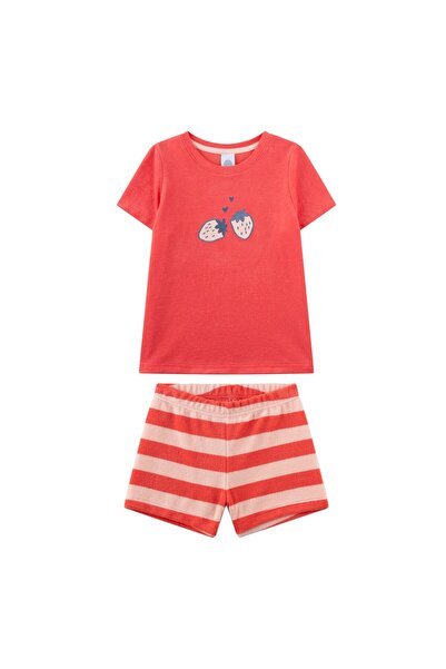 Sanetta Mädchen Schlafanzug, kurz - Kids, Erdbeere, Frottee, Pyjama