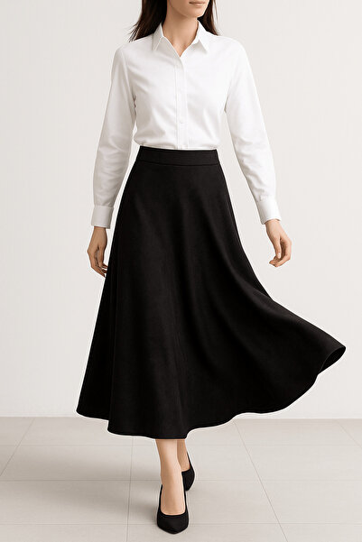 VELLICHOR Suede Skirt - Black