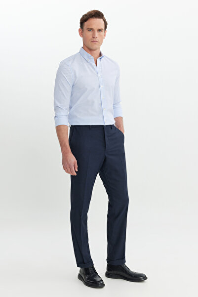 ALTINYILDIZ CLASSICS Ανδρικό κλασικό παντελόνι με άνετη εφαρμογή, με μοτίβο μάτια πουλιού, ελαστική μέση και πλαϊνές τσέπες