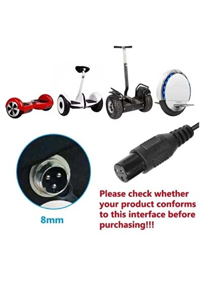 Generic 42V 2A Electric Scooter Charger 3-Pin DC 8mm Universal Adapter (36V Li-ion)