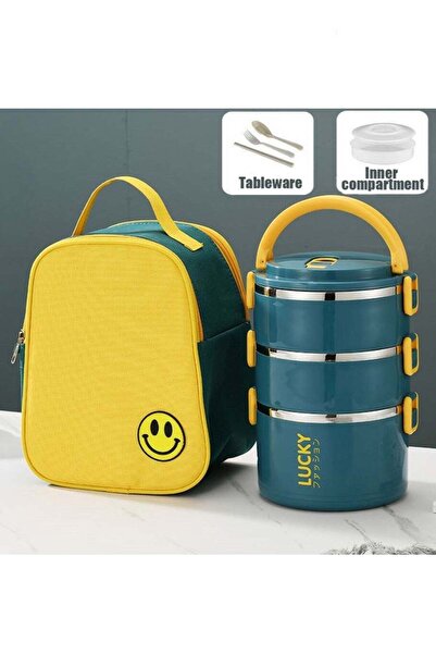 LUCKY Triple Large Capacity Stainless Steel Lunch Box, Portable Insulated wit...