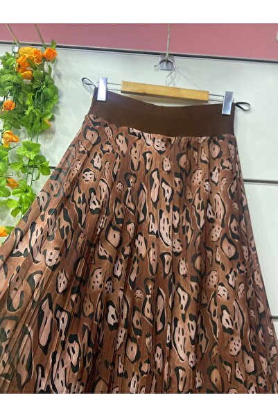 edu collection Patterned Chiffon Bell Skirt with Lining