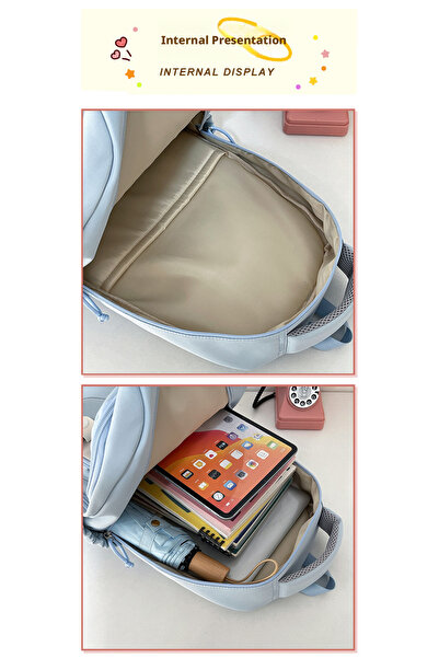 MACINS School Backpack Waterproof Book Bag with Doll Pendant for Teen Girls Kid Students Elementary