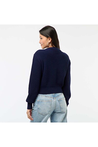 KİABİ Buttoned Chunky Knit Cardigan BLUE