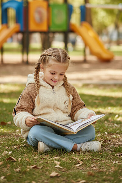 Fulla Moda Teddy Bear Embroidered Hooded Unisex Children's Plush Coat