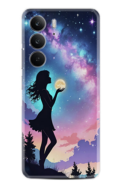 realme C75 Kılıf Boutique Baskılı Resimli Woman in Moon Pcode -005