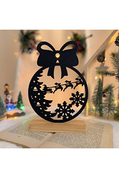 DECORADI Διακοσμητικό Άγιος Βασίλης και Νιφάδες Χιονιού με Ξύλινη Βάση, Μαύρο...