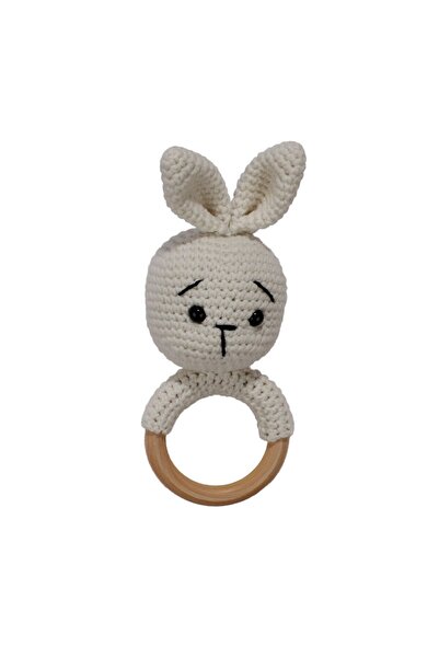 bebegen لعبة أرنب أميجورومي اللطيفة ذات اللون الكريمي مع خشخيشة، لعبة عضوية