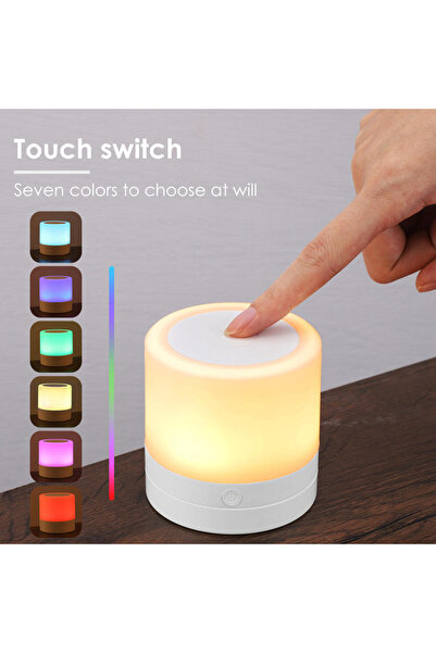 None RGB Touch Control Night Light, Rechargeable Color Changing Lamp with Remote