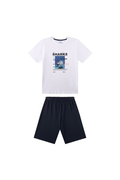 Sanetta Jungen Schlafanzug, kurz - Teens, Sharks, Pyjama, Single Jersey, Baum...