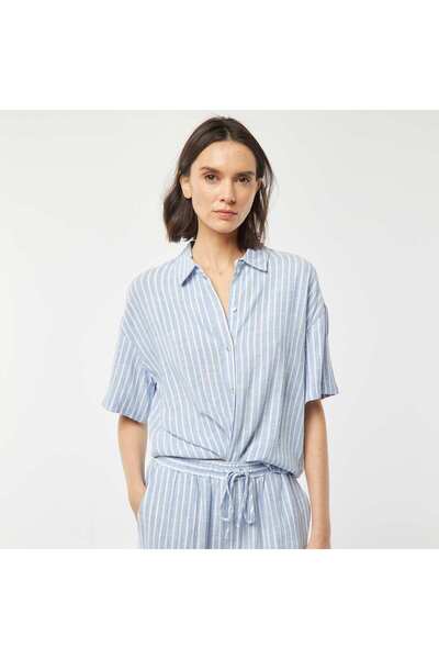 KİABİ Oversized linen blouse BLUE