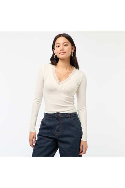 KİABİ Long-Sleeve Lace Top WHITE