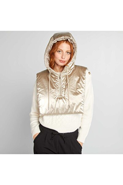 KİABİ Metallic effect padded bib collar BEIGE