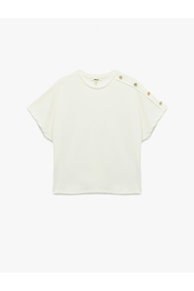 Koton Regular Fit Short Sleeve Crew Neck Button T-Shirt