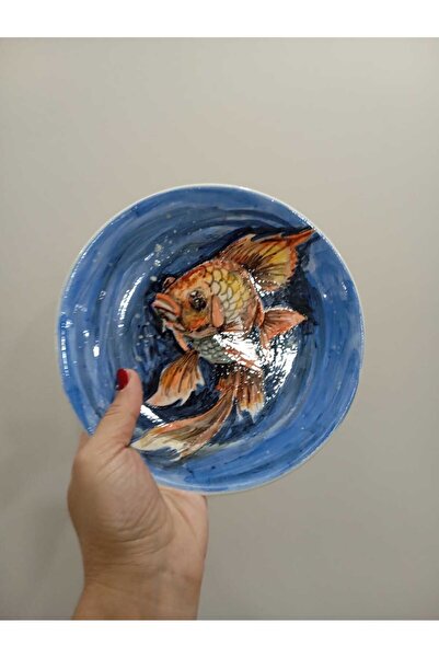 Jasmine Plate, Handmade, Patterned, Nature, Wall Decoration, Special Design, Fish