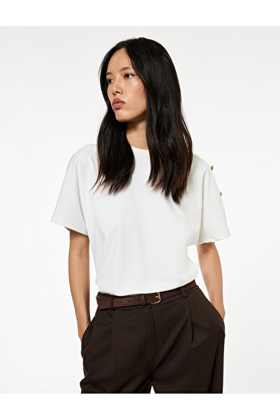 Koton Regular Fit Short Sleeve Crew Neck Button T-Shirt