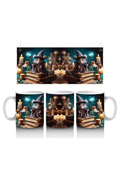 Wisdom Rain Magician Mouse Patterned Mug with Magic Wand That Makes Children ...