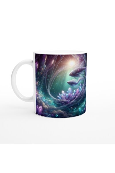 Wisdom Rain كوب قهوة مطبوع عليه برج الحوت - موضوع الكهف الكريستالي السحري Vs4