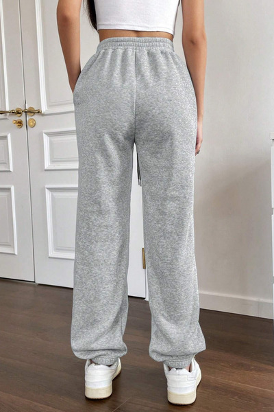 NAKRUF Γυναικείο ζευγάρι φούτερ με ψηλόμεσο γκρι-μπλε χρώμα με βαμβακερή επένδυση