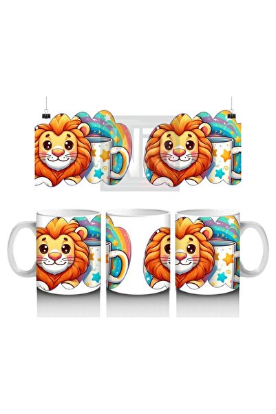 Wisdom Rain Cute Lion Patterned Mug with Colorful Cup That Makes Children Love Milk