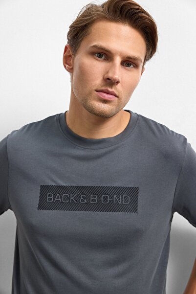 Back And Bond Antrasit Regular Fit Bisiklet Yaka Tişört