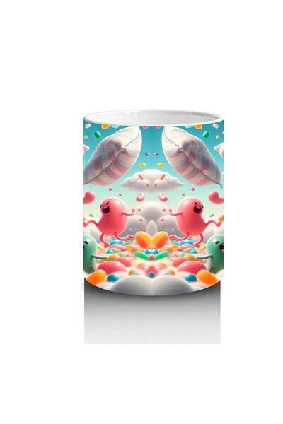 Wisdom Rain Colorful Clouds and Cheerful Monsters Patterned Mug Cup That Makes Children Love Milk